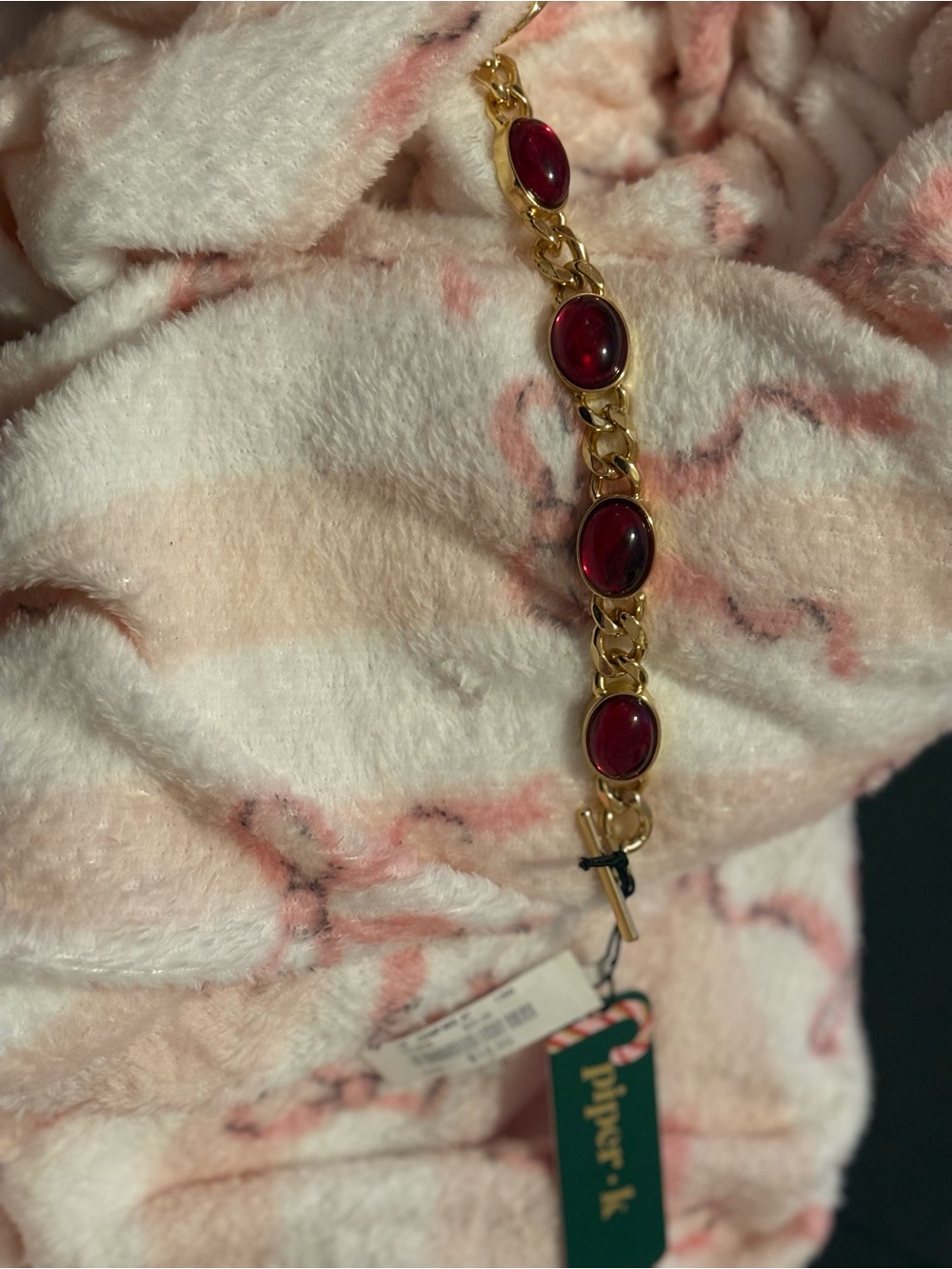 NWT Piper Gold-Tone Bracelet with Ruby Red Cabochons